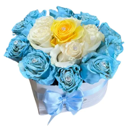 Caja corazon argentina con rosas importadas